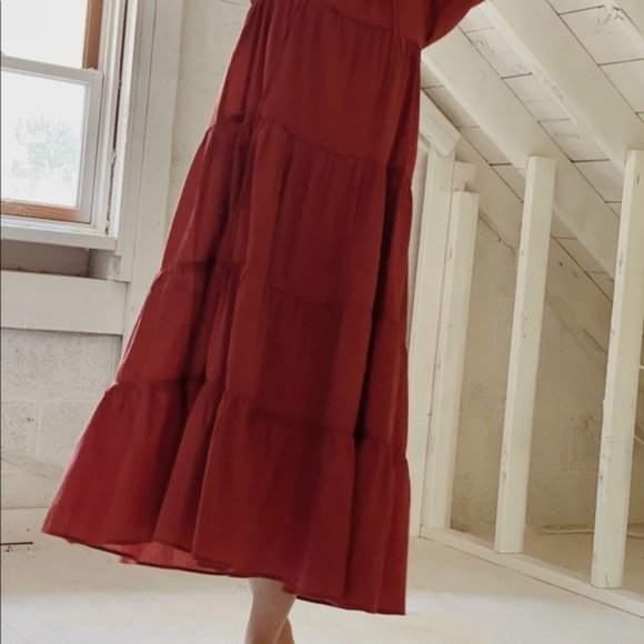 NWT Maelu Cotton Maxi Red Dress - Picture 3 of 5